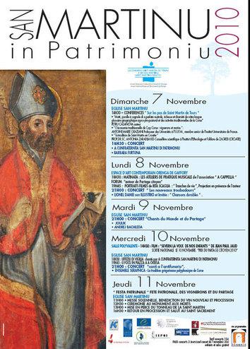 San Martinu in Patrimoniu à partir de ce dimanche, jusqu'à jeudi prochain : Le programme.