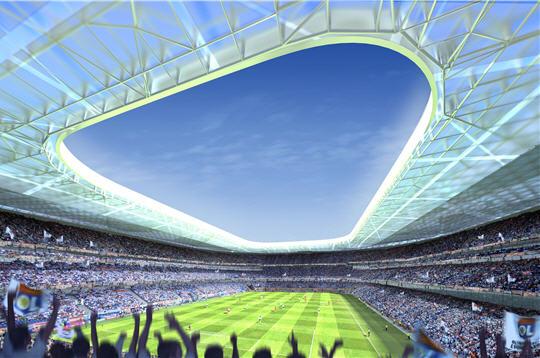 la maquette du futur stade lyonnais a été conçue par le cabinet d'architectes