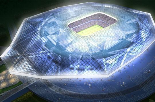 le nouveau stade de l'olympique lyonnais est prévu pour 2010. sa capacité