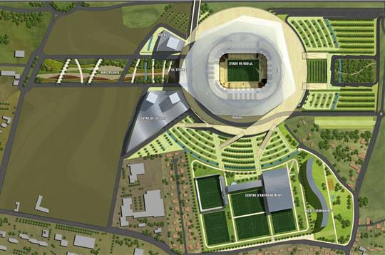 le stade sera au centre d'un complexe de 50 hectares appelé 'ol land'.