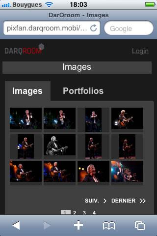 Darqroom accessible en version mobile