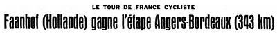 LE TOUR DE FRANCEpassait au Puy-Notre-Dame1954Voici le co...