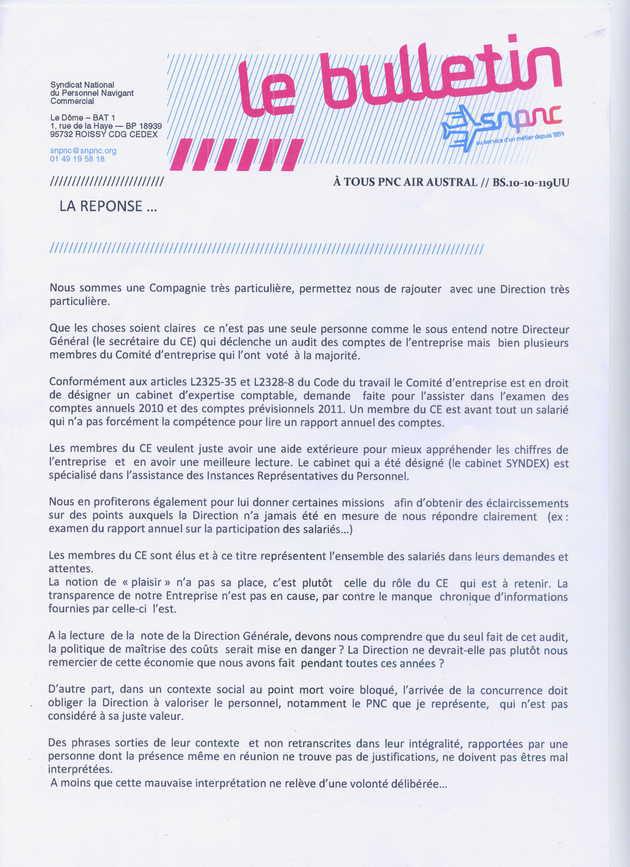 Echanges de courriers sanglants à Air Austral