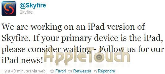 Skyfire iPad : en cours de développement