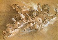 François Boucher - Three putti in clouds