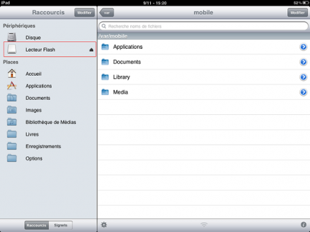 iPad : Fonction USB à l’aide d’iFile