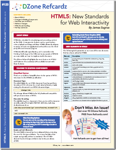 image thumb RefCardz HTML5 – Des nouveaux standards pour un Web interactif