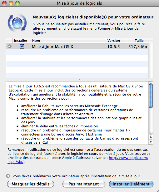 Mac OS X 10.6.5 est disponible au téléchargement