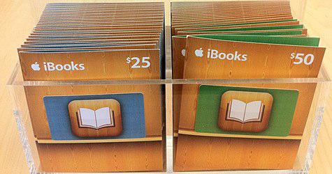 Apple vend des cartes cadeaux iBooks Store