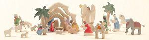 Creche de Noel en bois et figurines