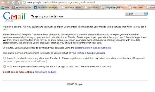 google contacts facebook Google: Attention! Êtes vous certain de vouloir exporter vos contacts chez Facebook