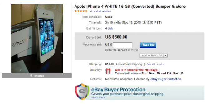 De faux Iphone 4 blanc circulent sur eBay…