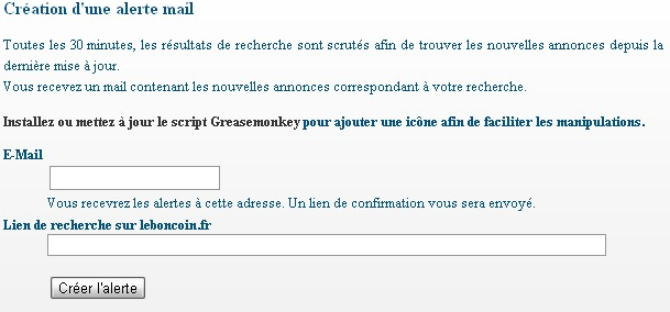 alerte Créer des alertes email pour surveiller les annonces sur leboncoin.fr