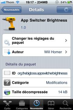 Gérer la luminosité depuis la barre multitâche avec App Switcher Brightness 1.0
