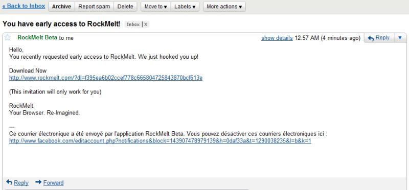 You have early access to RockMelt!