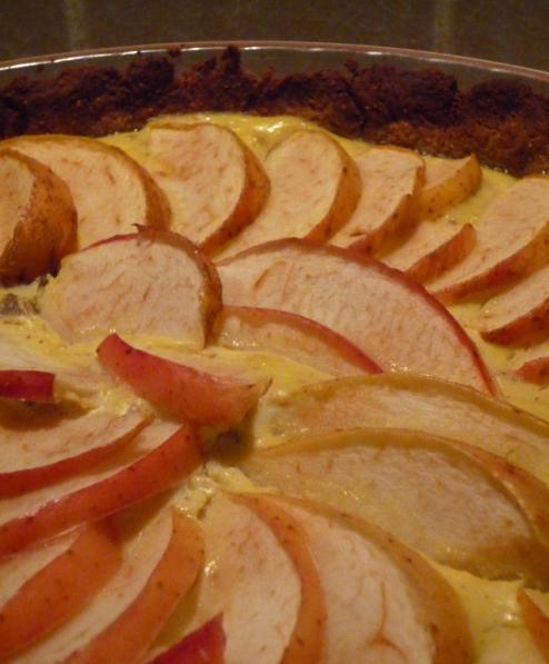 Croûte pomme-ricotta, pâte sablée à la châtaigne