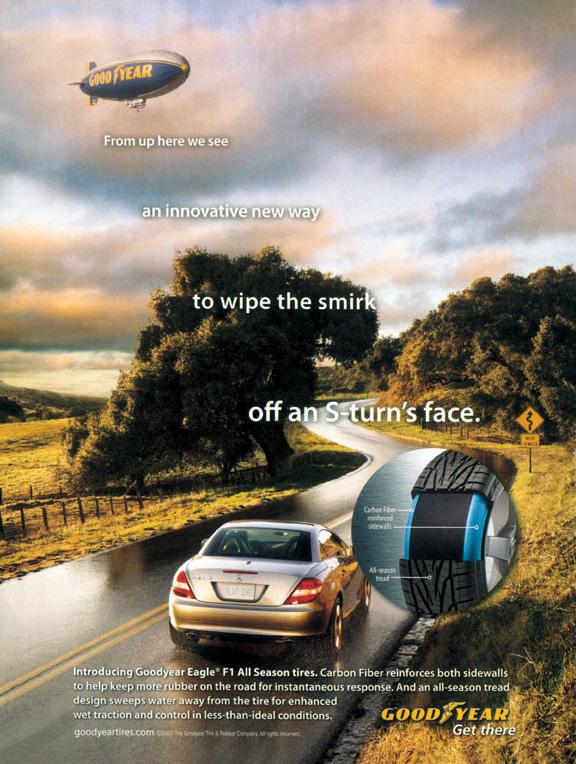 Les publicités de pneus.