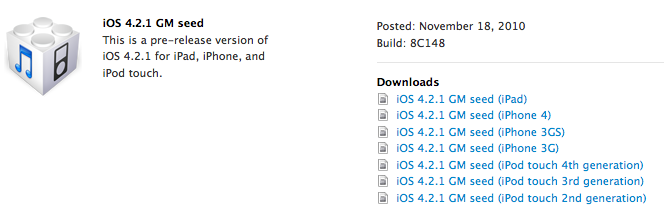 iOS 4.2.1 : nouvelle GM disponible pour les développeurs !