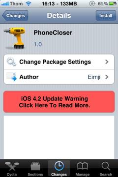 Fermer l’application Téléphone après un appel avec PhoneCloser