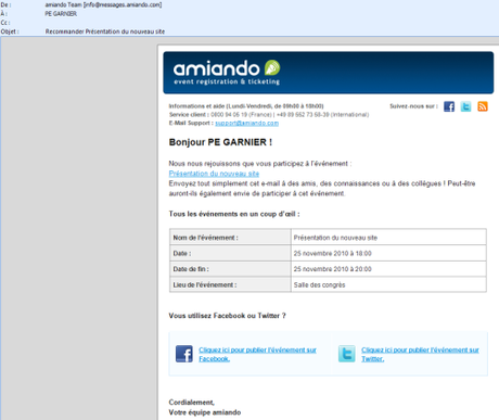 Gestion en ligne d’événements (congrès, réunions, ..), AMIANDO