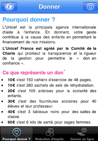 l’application Iphone de l’UNICEF France
