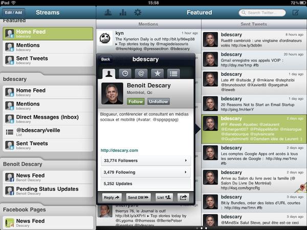 hootsuite ipad 2 Hootsuite lance un tableau de bord de médias sociaux pour l’iPad