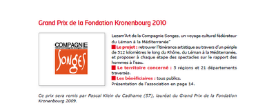 Prix  de la Fondation Kronenbourg : La Cuvée 2010