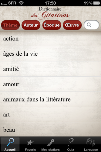 Larousse Dictionnaire des citations iPhone (6) Larousse : Dictionnaire des citations, 10 licences de l’application à gagner