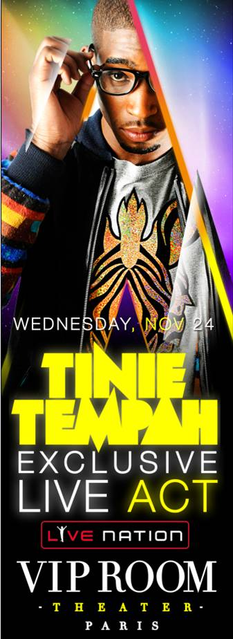 Tinie Tempah en showcase exceptionnel au VIP Room Paris le 24/11/10