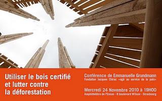 A vos Agenda : Conférence de l'Ensas  - Utiliser le bois certifié et lutter contre la déforestation