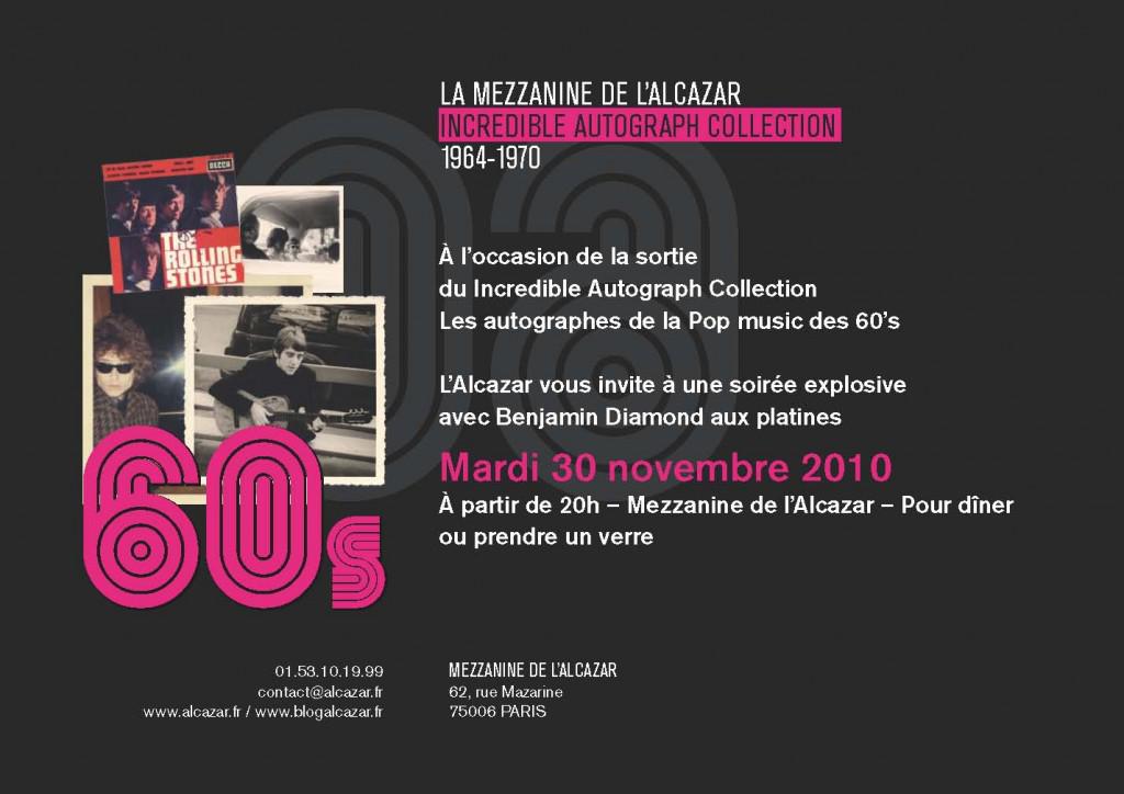 Mardi 30 Novembre à la Mezzanine de l’Alcazar c’est Incredible Autograph Collection avec DJ Benjamin Diamond