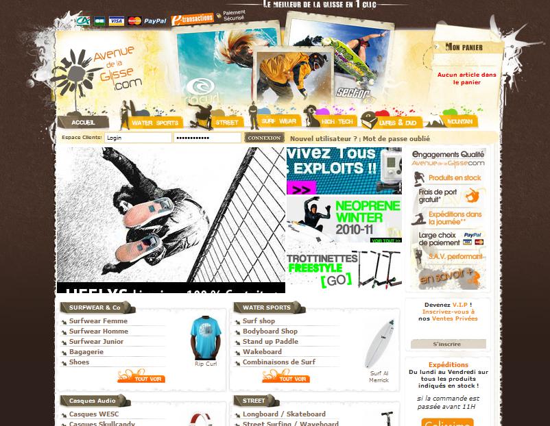 Site AvenueDeLaGlisse.com - Le meilleur de la glisse en un clic