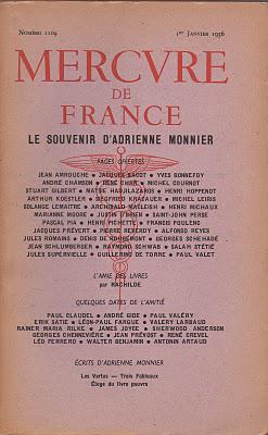 Mercure de France : Le Souvenir d'Adrienne Monnier