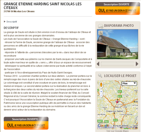 Choisir son projet en ligne sur le site de la Fondation du Patrimoine