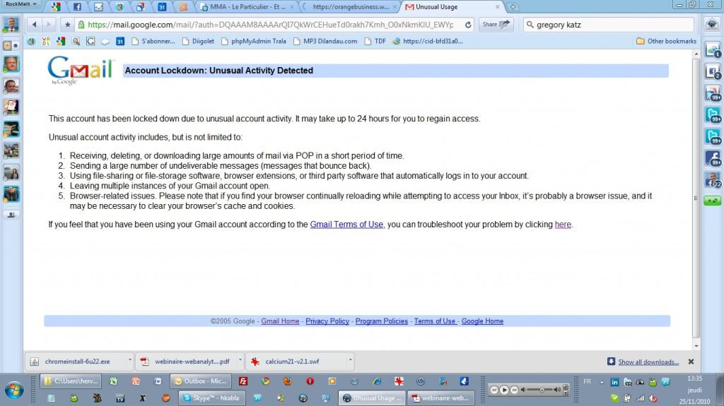 Google me ferme mon compte de messagerie!