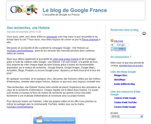 Google France lance son Blog officiel
