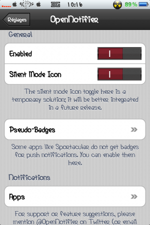 OpenNotifier : Afficher les notifications dans la statut bar