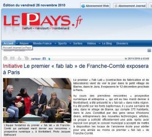 Le Fab-Lab dans le Pays du 26 nov 2010