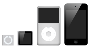 The iPod family with, from the left to the rig...