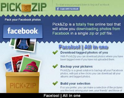 Picknzip: Téléchargez des photos de Facebook