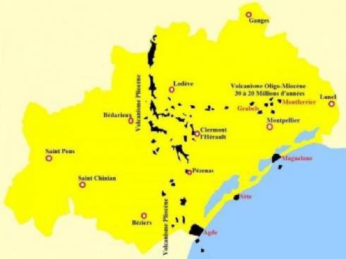 Le département de l'Hérault, un pays de volcans.