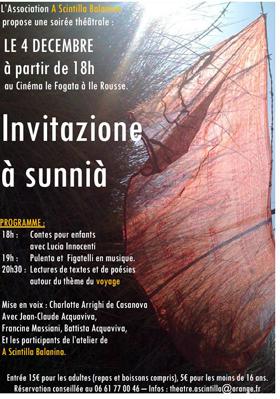 L’association A Scintilla Balanina propose une soirée théâtrale ce samedi à 18h00 au Cinéma le Fogata à Ile Rousse.