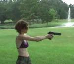 femme tire avec pistolet