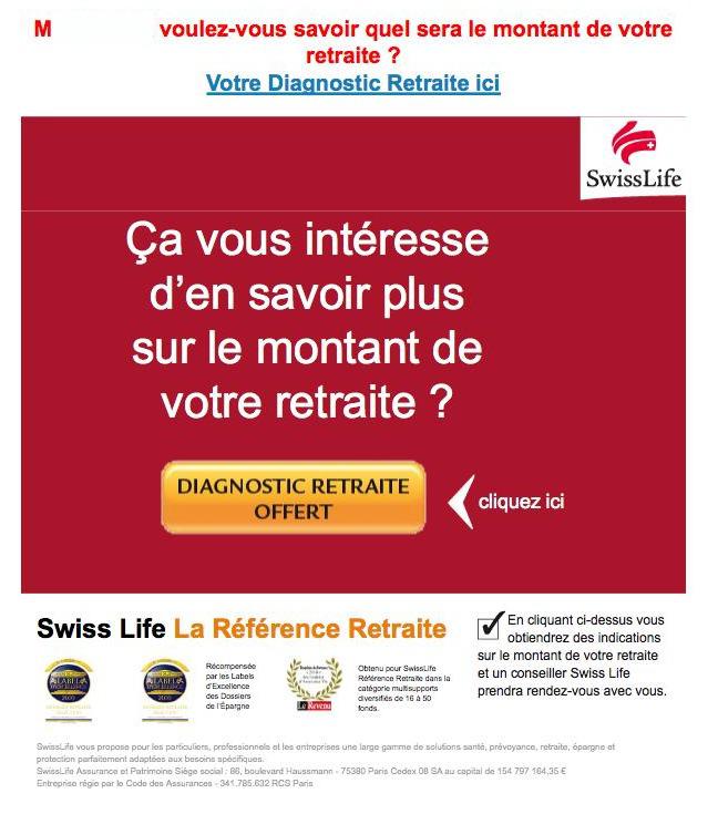 Dans son emailing, Swiss Life réactive le débat autour des retraites