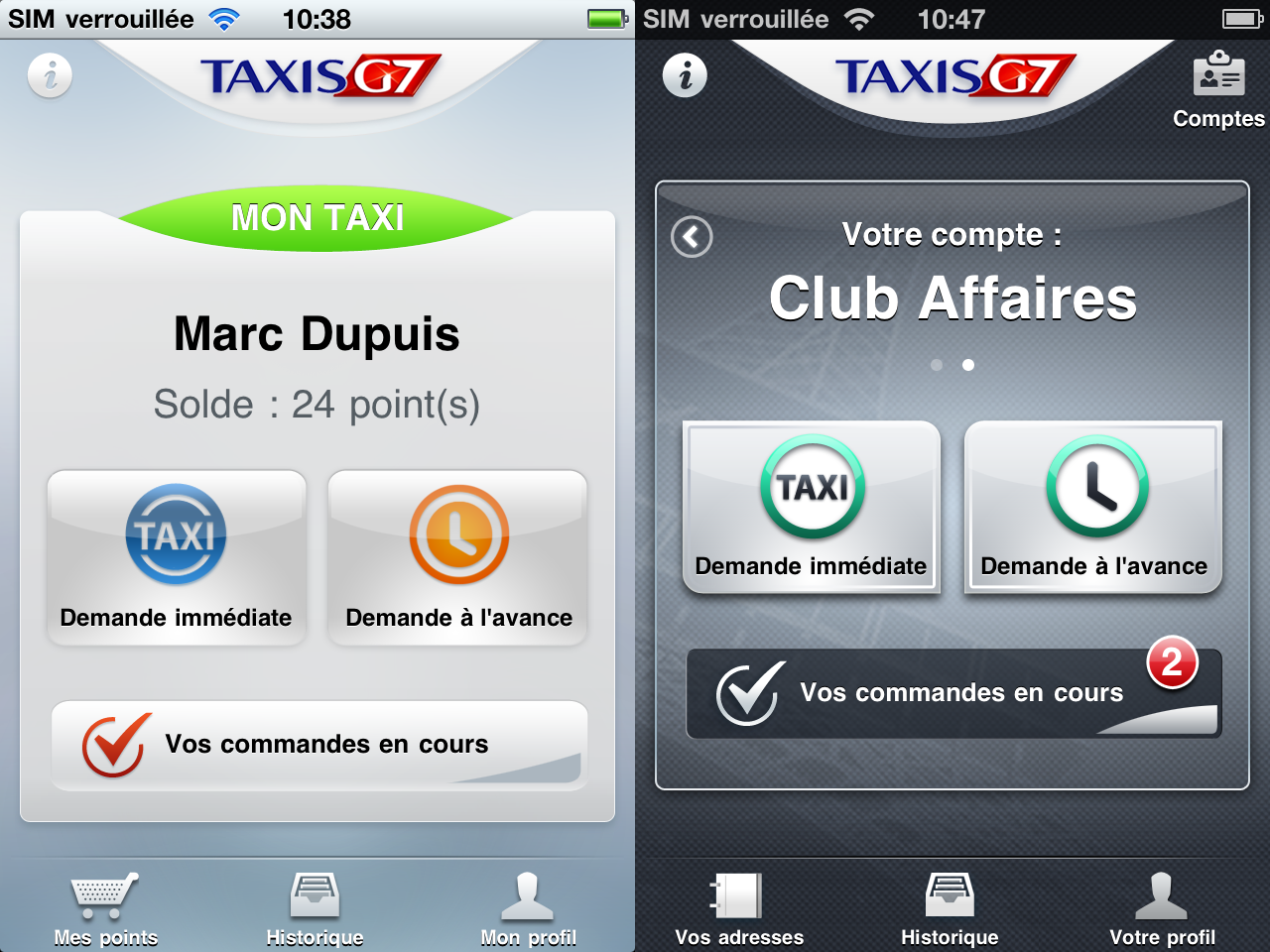 Des Taxis G7 prioritaires grâce à une appli depuis l’iPhone