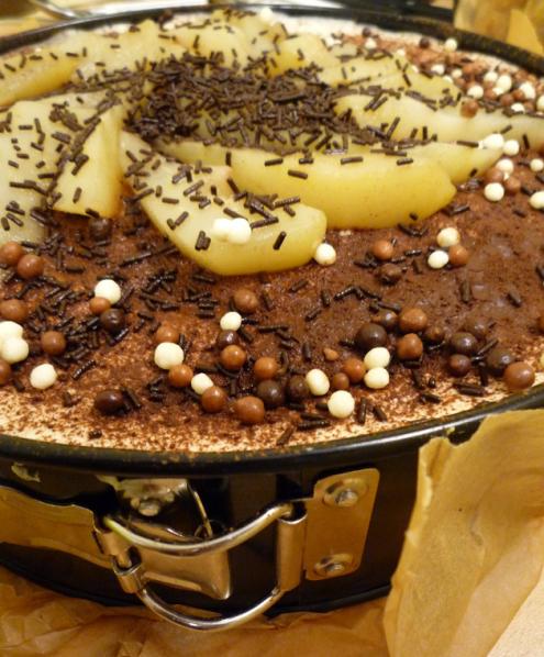 Gâteau au chocolat, aux spéculoos et à la poire pour fêter St-Nicolas
