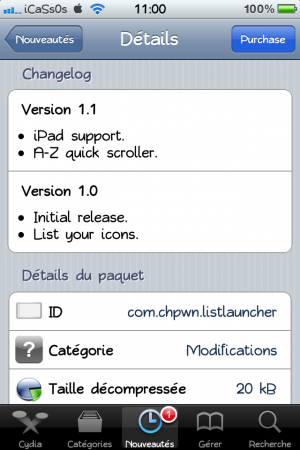 ListLauncher [Màj 1.1-1] : lancé vos application rapidement depuis le spotlight -