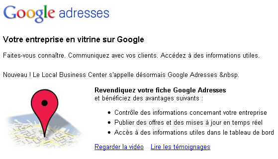 Google Place ou Google adresses