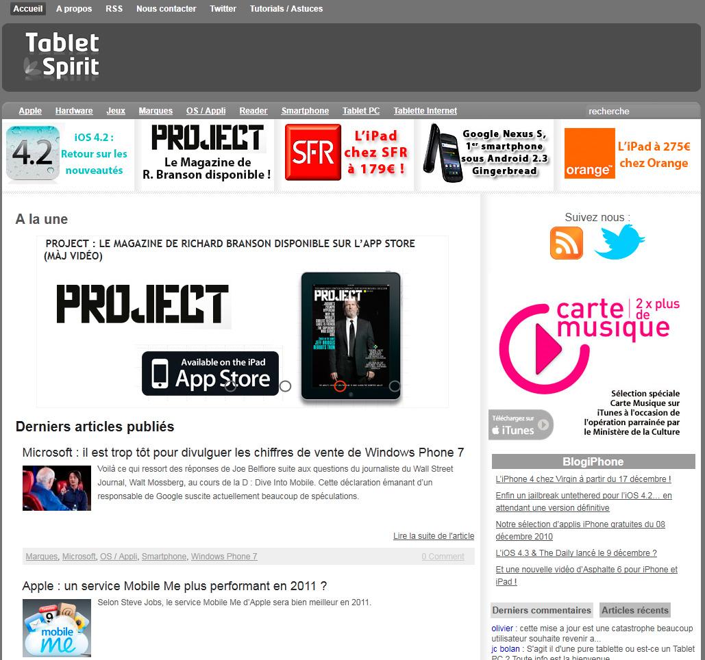 TabletSpirit : iPad 2, tablette Motorola Android 3.0, PlayStation Phone, Windows Phone 7, …