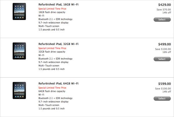 Apple baisse les prix sur les iPad reconditionnés de 70 $ jusqu'à 100 $...
